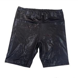 No Comment Black Crackle Fsux leather Biker Shorts Sz L